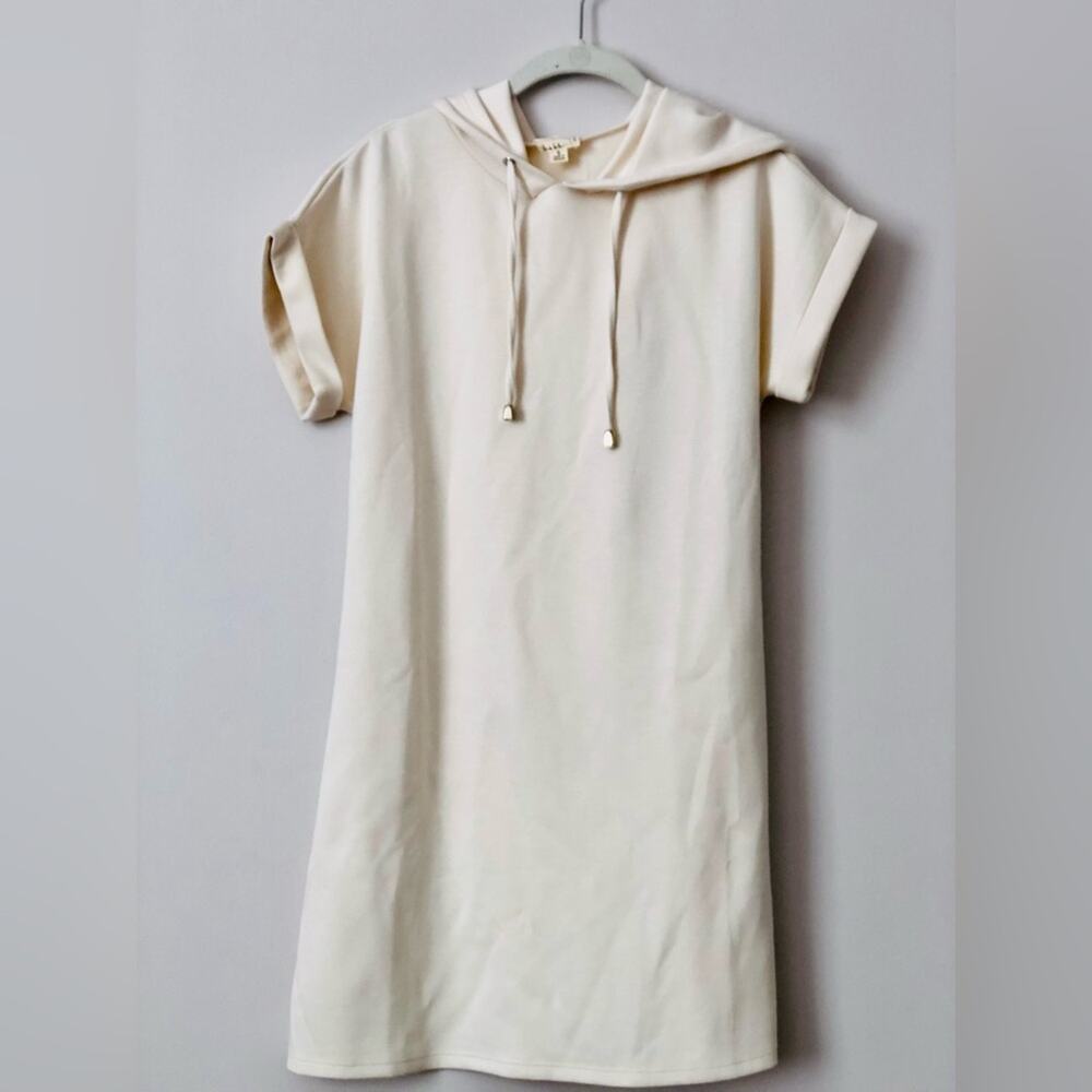 Artelier Nicole Miller Casual Shirt Hooded Cream Mini Dress Women’s Size S NWOT - Picture 6 of 9
